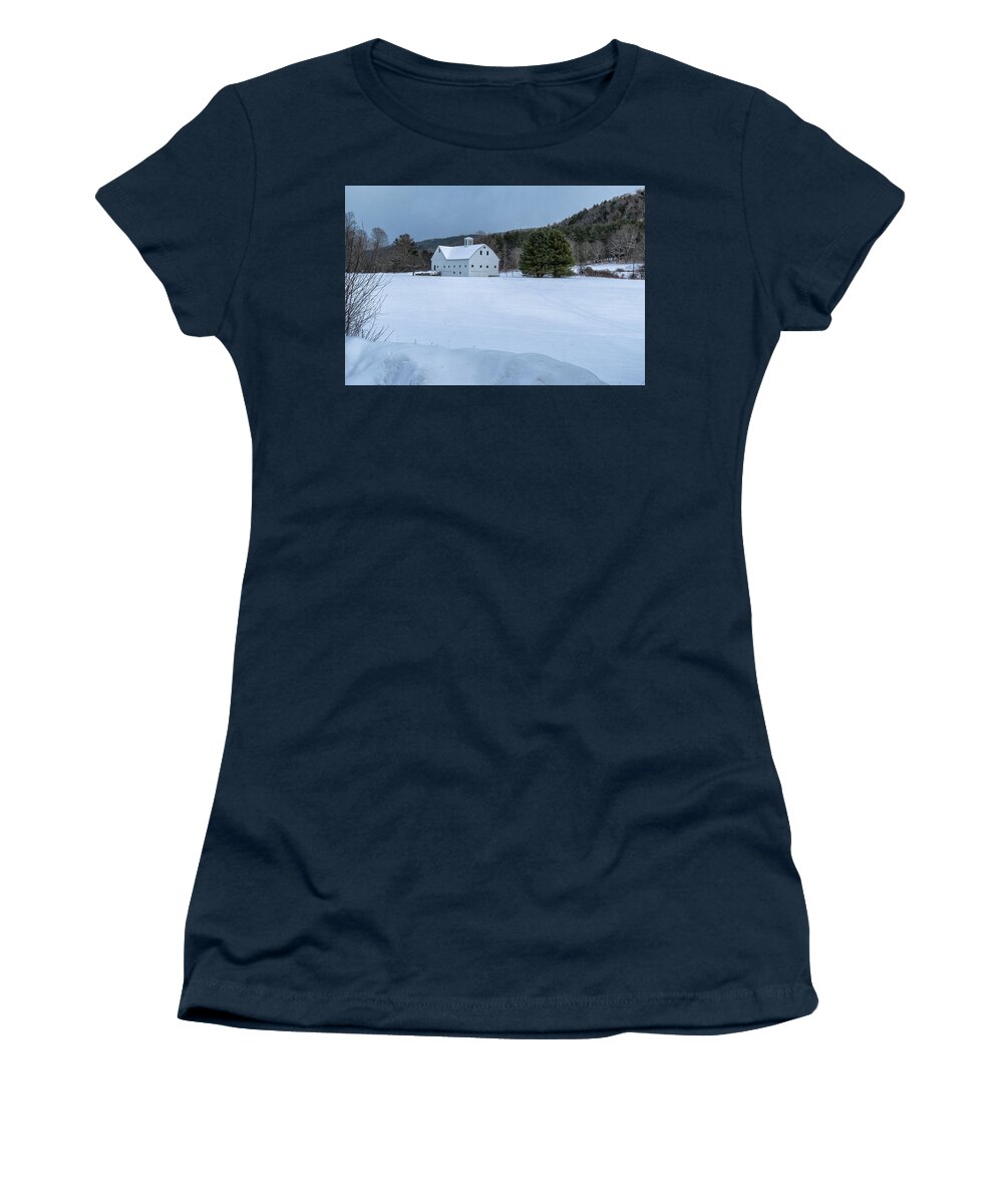 Brookline Vermont Women's T-Shirt featuring the photograph White On White by Tom Singleton