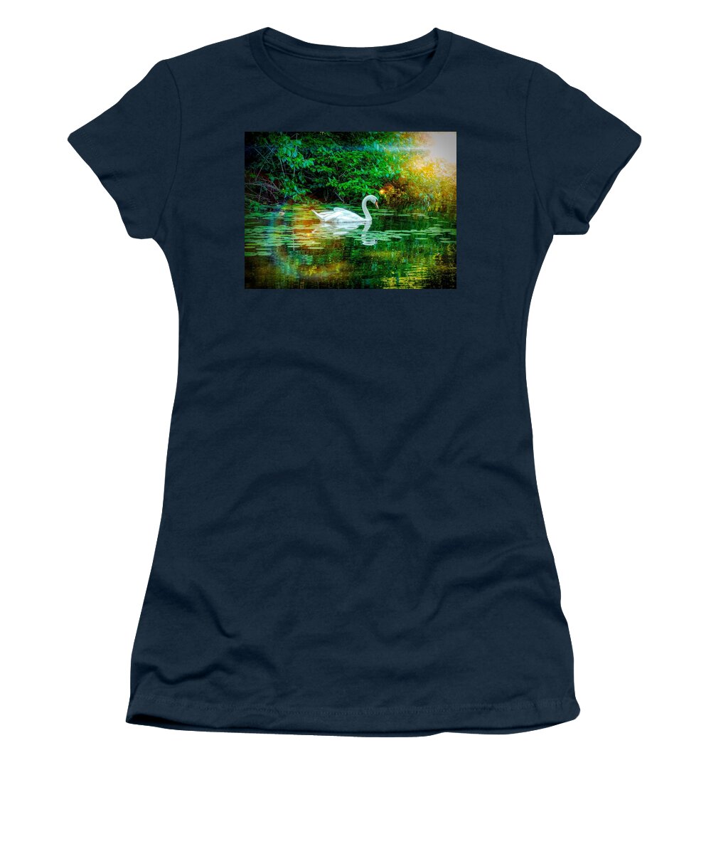 White Swan Women's T-Shirt featuring the photograph White swan by Lilia S