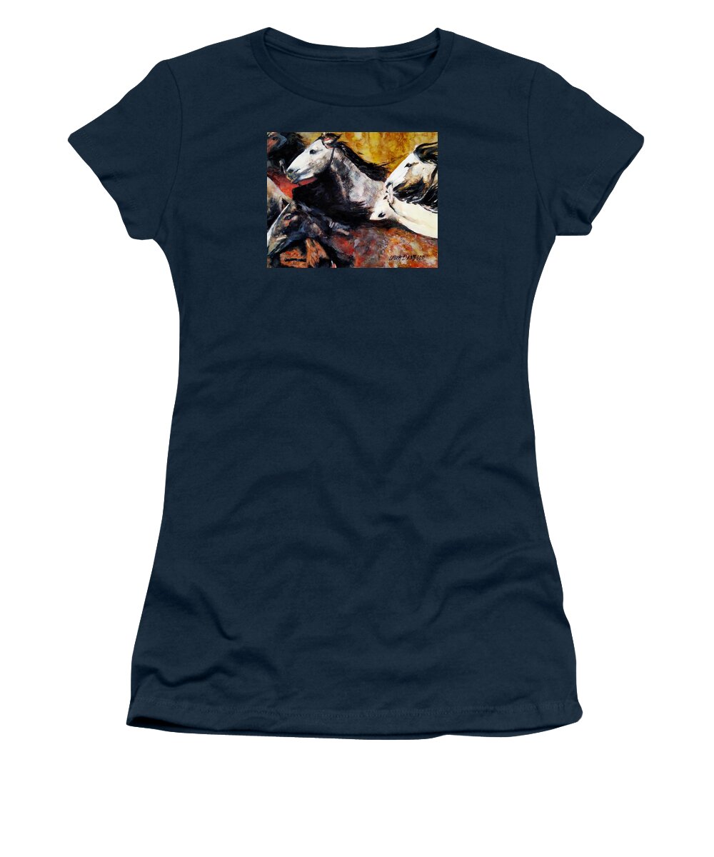 Horse Women's T-Shirt featuring the painting Wild 5 by Lelia DeMello