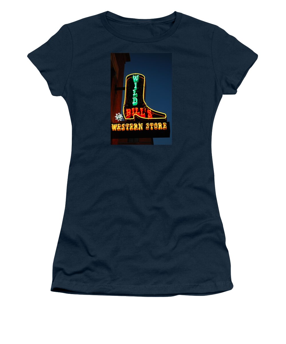 Wild Women's T-Shirt featuring the photograph Wild Bills Western Store by James Kirkikis