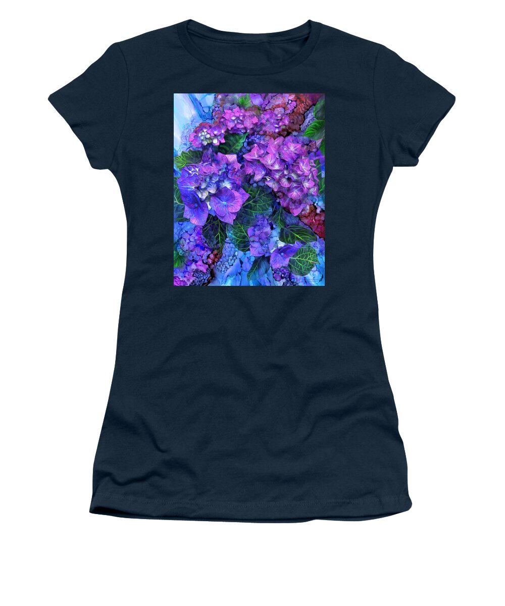 Carol Cavalaris Women's T-Shirt featuring the mixed media Wild Hydrangeas by Carol Cavalaris