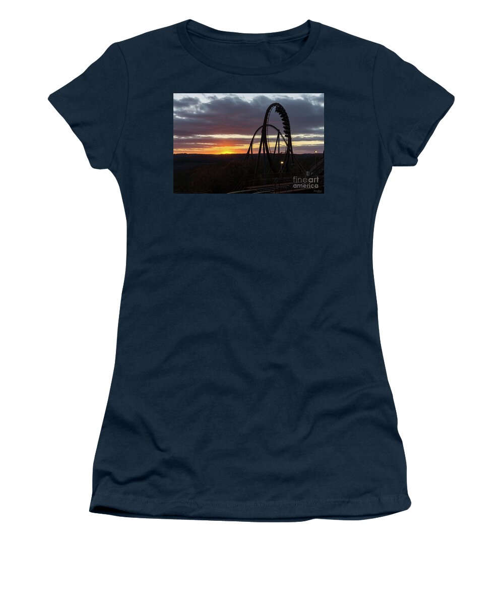 Roller Coaster Women's T-Shirt featuring the photograph Wildfire Sunset by Jennifer White