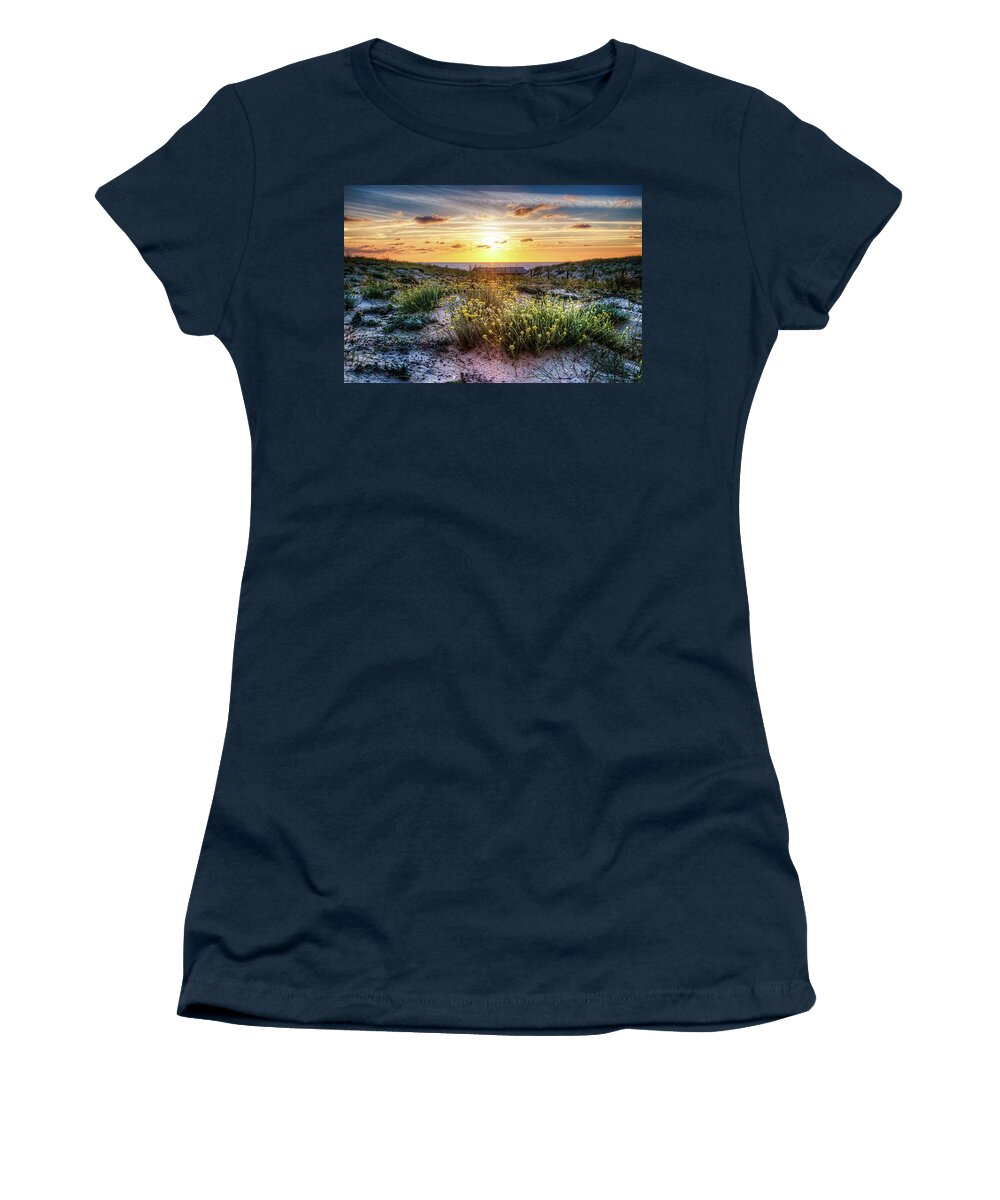 French Women's T-Shirt featuring the photograph Wildflowers on the Sand Dunes by Debra and Dave Vanderlaan