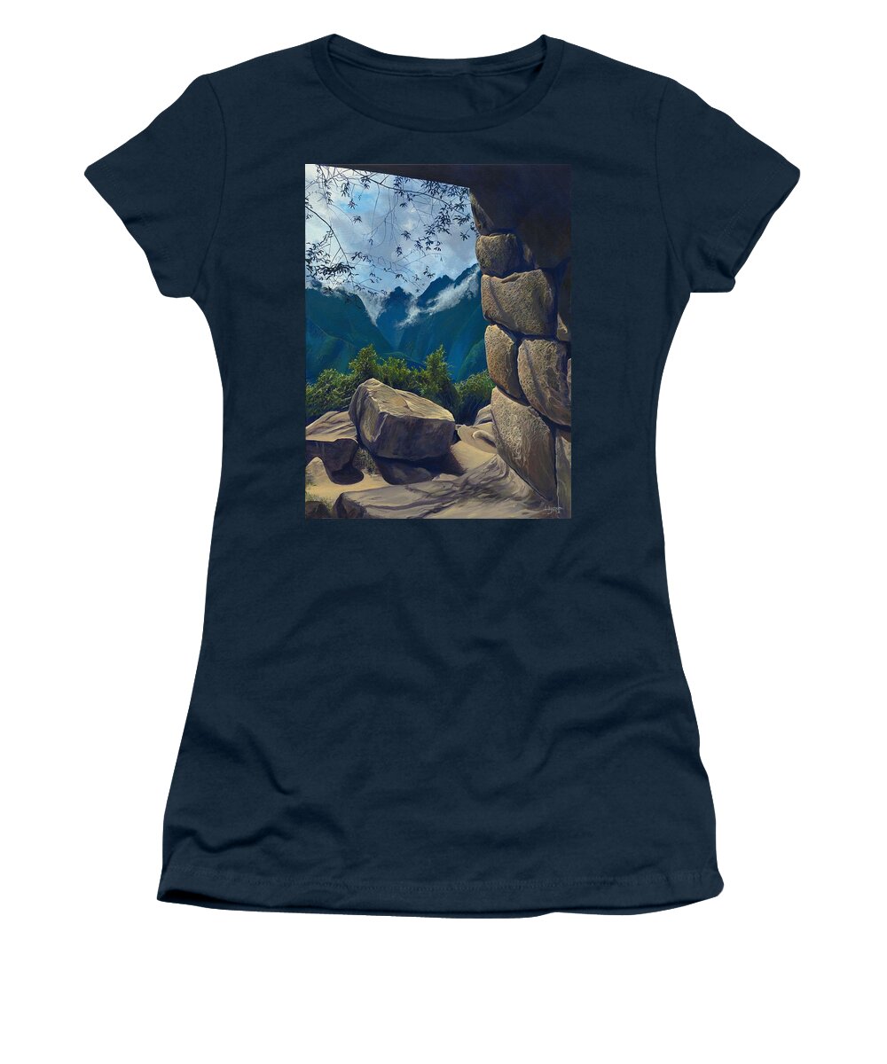 Peru Women's T-Shirt featuring the painting Window to the Past by Hunter Jay