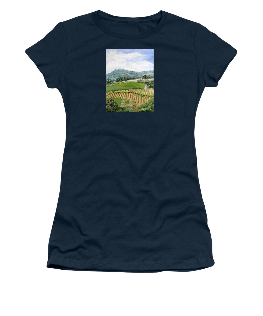 Agriculture Women's T-Shirt featuring the painting Wine Country by Mary Palmer
