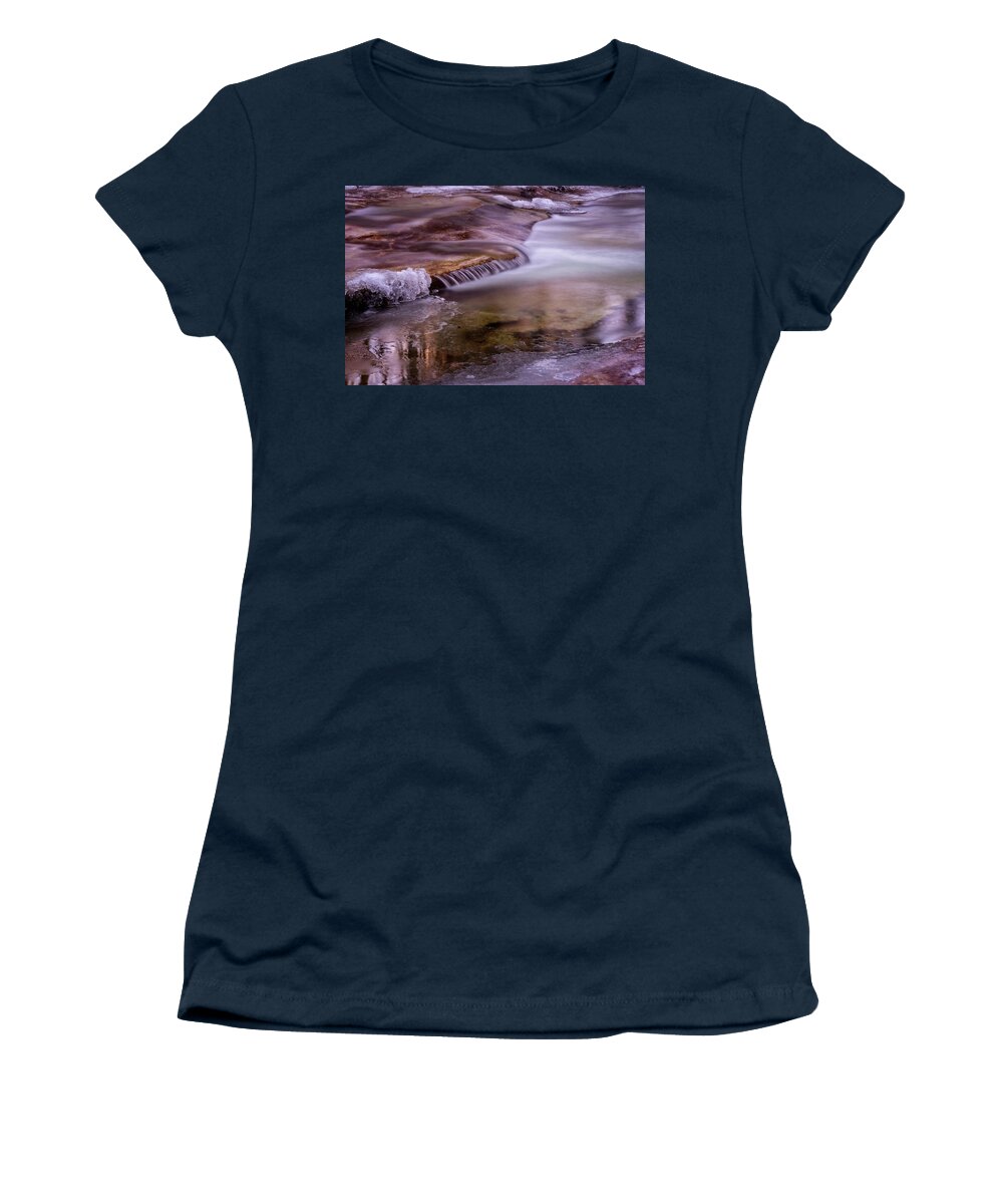 Stickney Brook Women's T-Shirt featuring the photograph Winter Brook by Tom Singleton