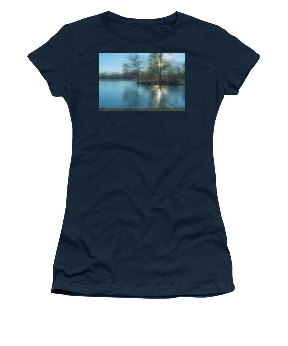 Landscape Women's T-Shirt featuring the painting Winter Solstice 2017 North Easton MA by Bill McEntee
