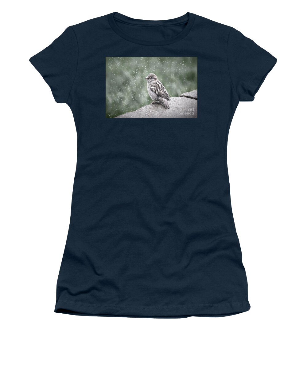 Nature Women's T-Shirt featuring the photograph Winter Sparrow by Sharon McConnell