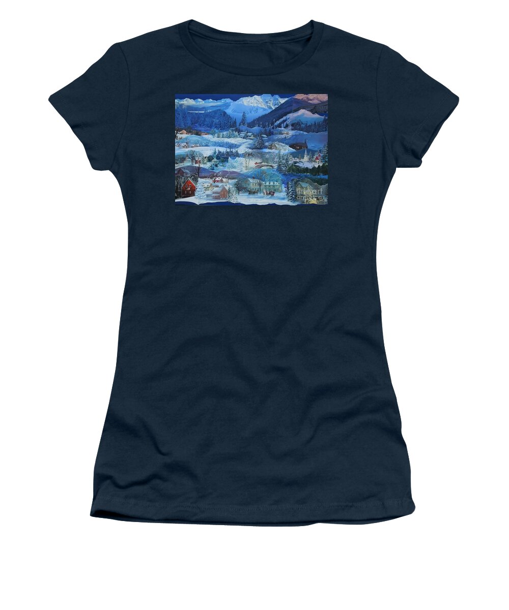 Winter Women's T-Shirt featuring the mixed media Winter Sunrise by Judith Espinoza