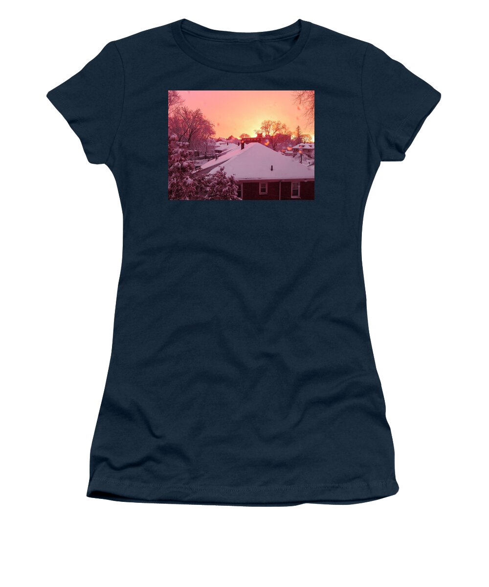 Massachusetts Women's T-Shirt featuring the photograph Winter Sunset by Christopher Brown