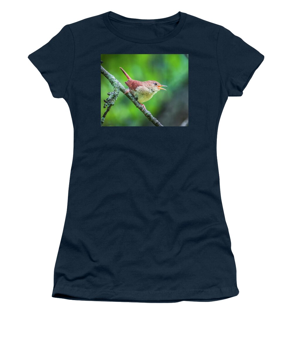 Winter Wrens Women's T-Shirt featuring the photograph Winter Wrens Bird by Lilia S