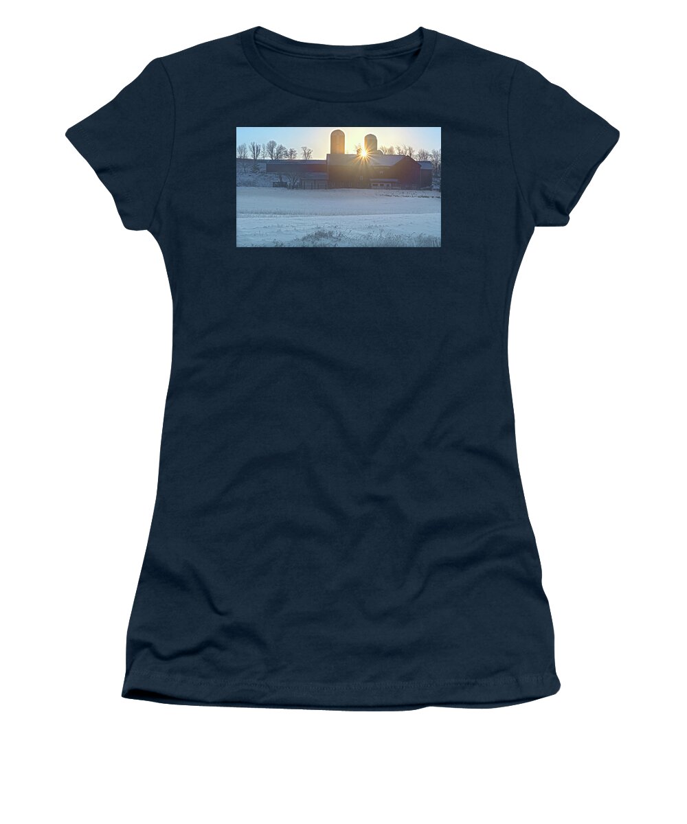 Hudson Valley Women's T-Shirt featuring the photograph Winter's Welcome by Angelo Marcialis