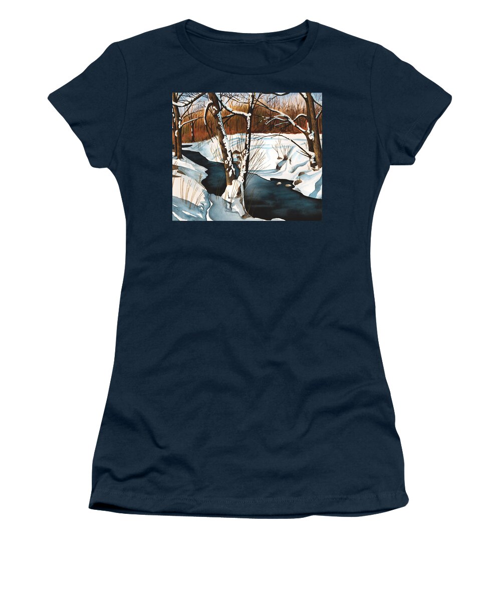 Winter Women's T-Shirt featuring the painting Winterscape by Vic Ritchey