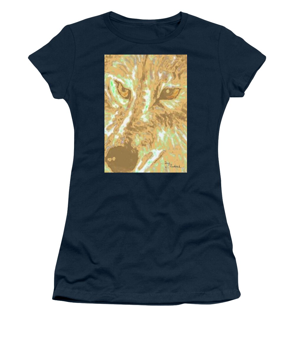 Wolf Women's T-Shirt featuring the pastel Wolf by Terry Frederick