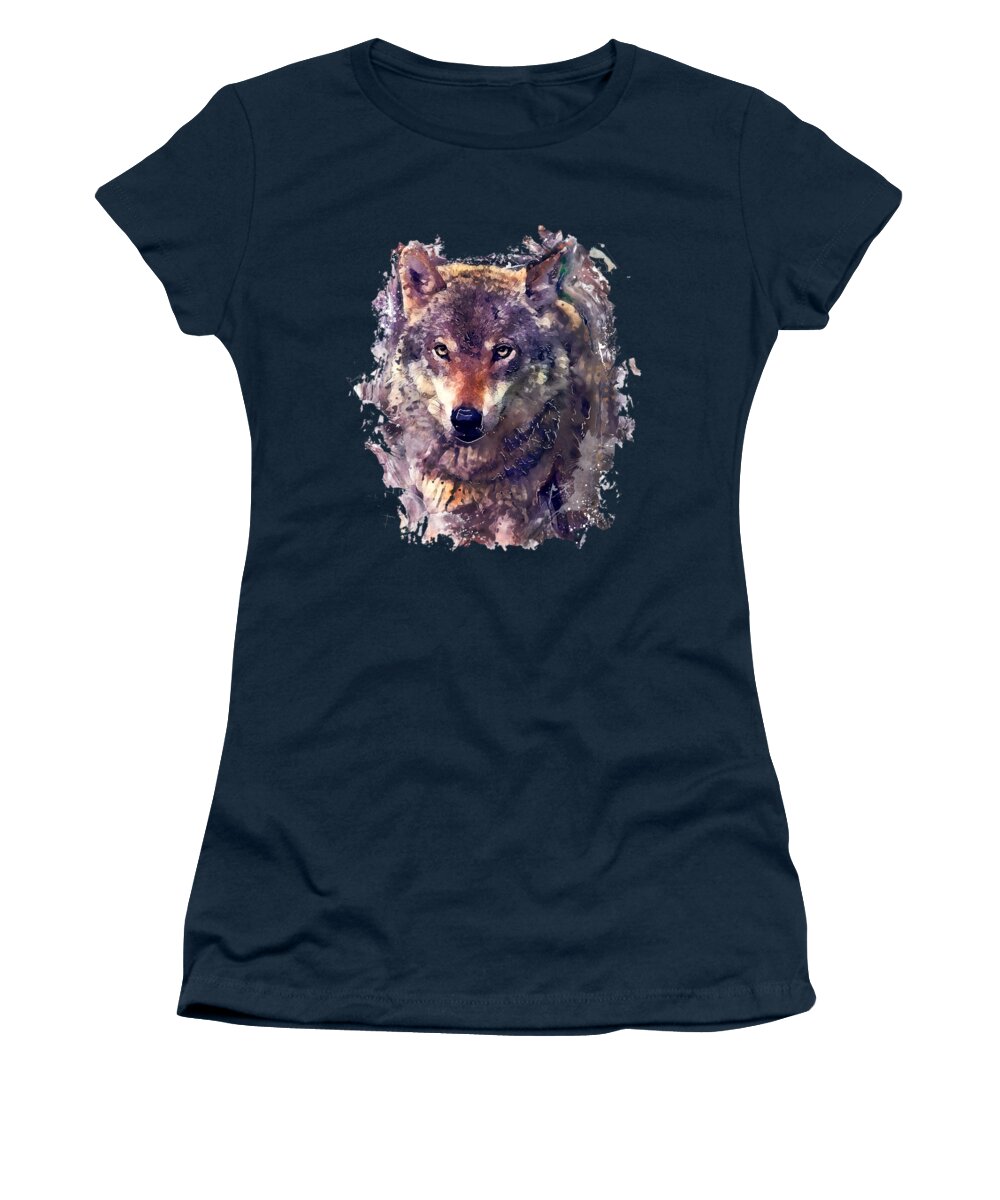 Wolf Women's T-Shirt featuring the painting Wolf watercolor painting by Justyna Jaszke JBJart