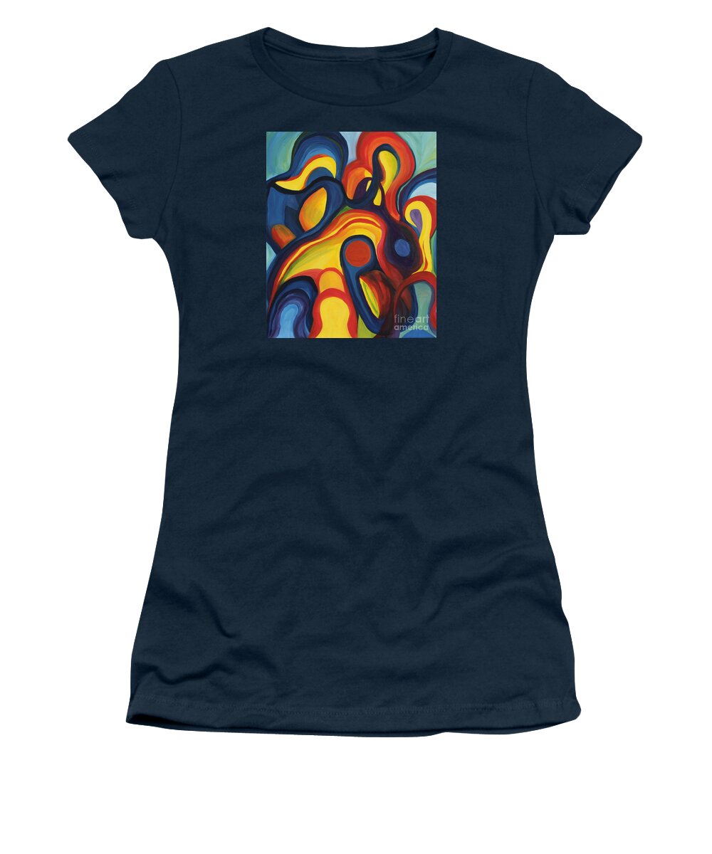 Women As Caregivers Women's T-Shirt featuring the painting Women As Caregivers by Annette M Stevenson