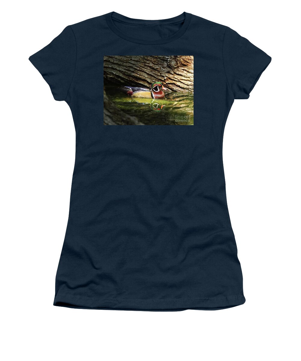 Animal Women's T-Shirt featuring the photograph Wood Duck In Wood by Robert Frederick