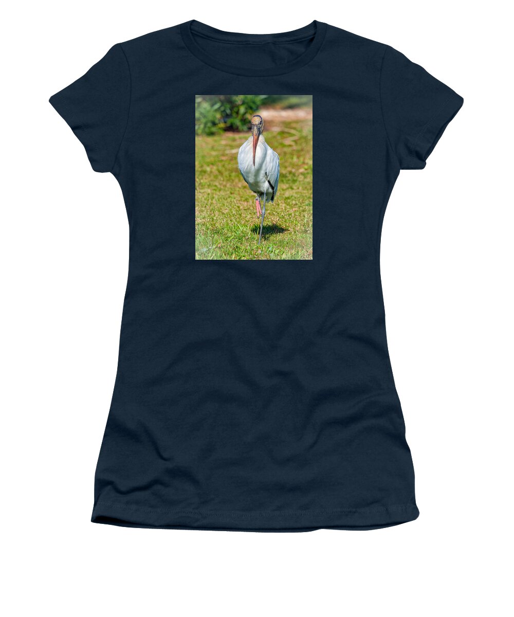 Birds Women's T-Shirt featuring the photograph Woodstork Portrait by John M Bailey