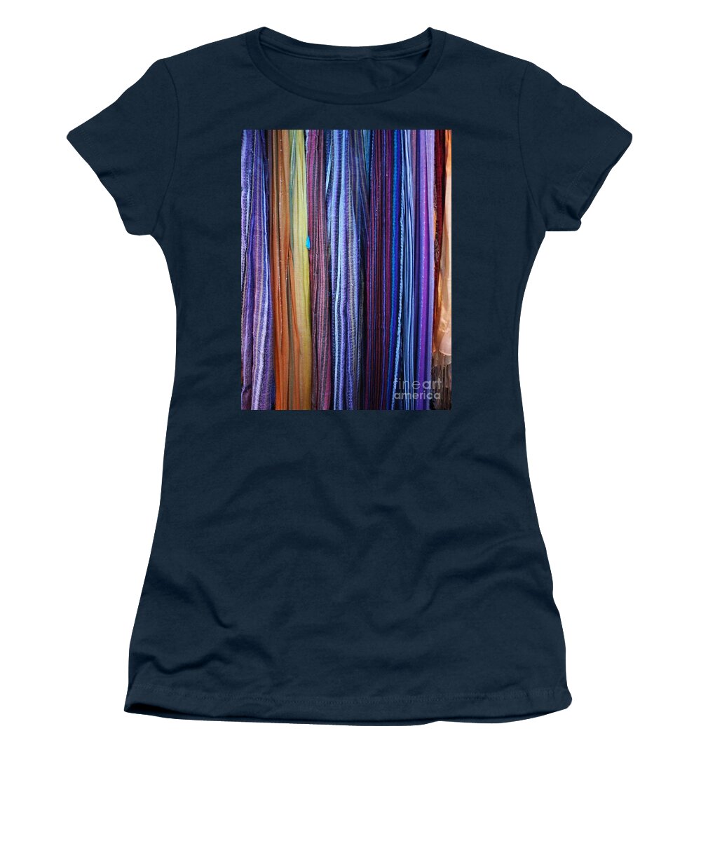 Fabric Women's T-Shirt featuring the photograph Woven Scarves by Jarek Filipowicz