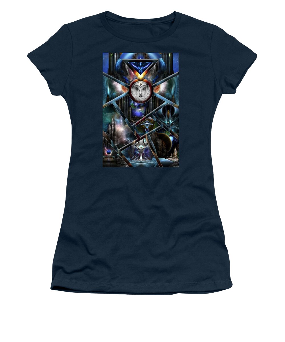 Xzendor7 Women's T-Shirt featuring the digital art Xzendor7 Realm Of Fractal Fantasies Matrix by Rolando Burbon