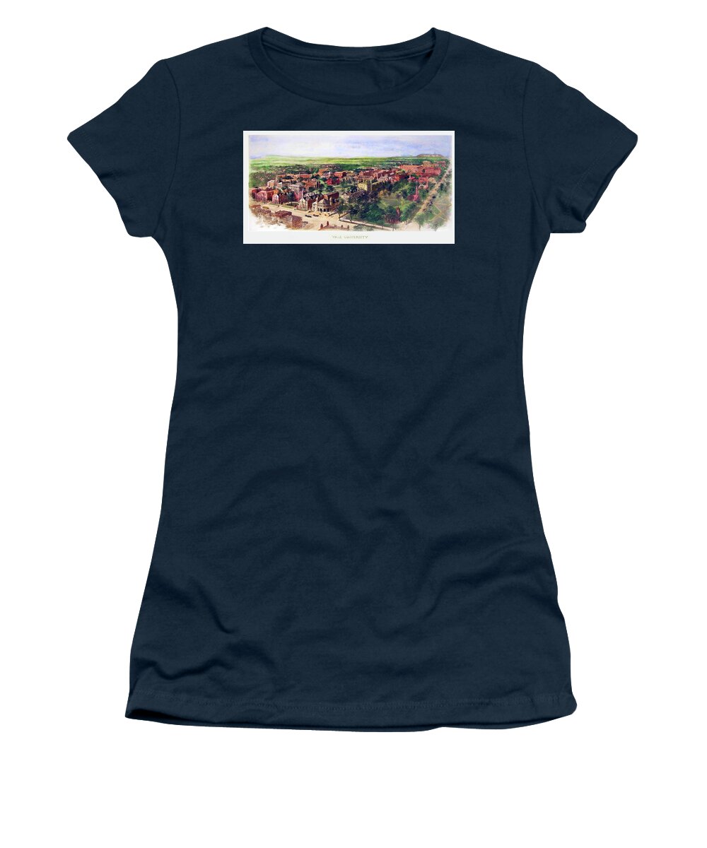 Painting Women's T-Shirt featuring the painting Yale University 1906 by Mountain Dreams