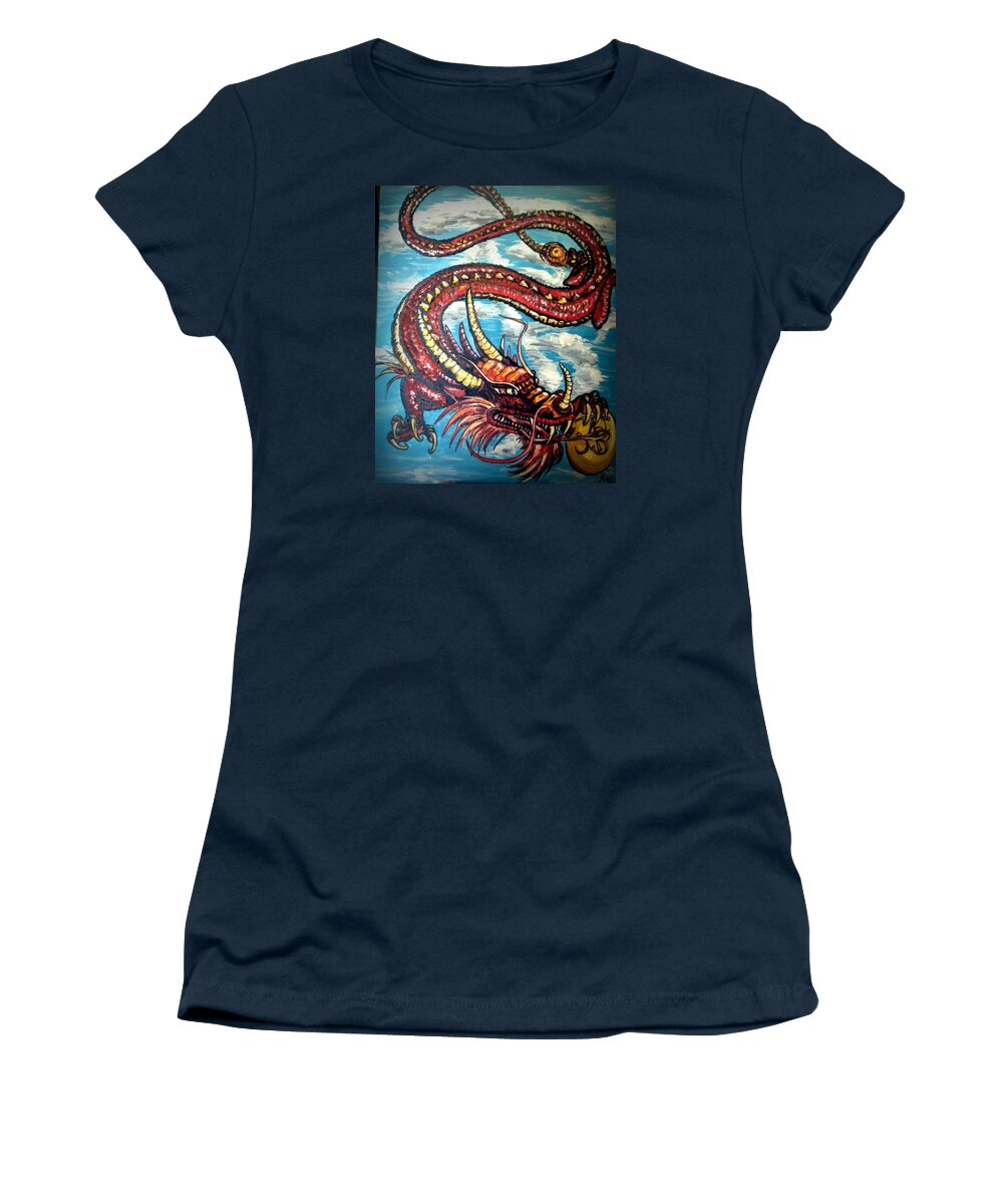 Dragon Women's T-Shirt featuring the painting Year Of The Dragon by Alexandria Weaselwise Busen