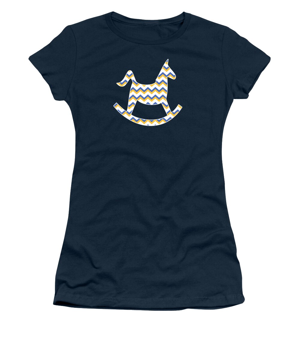 Chevron Women's T-Shirt featuring the mixed media Yellow Blue Chevron Pattern by Christina Rollo
