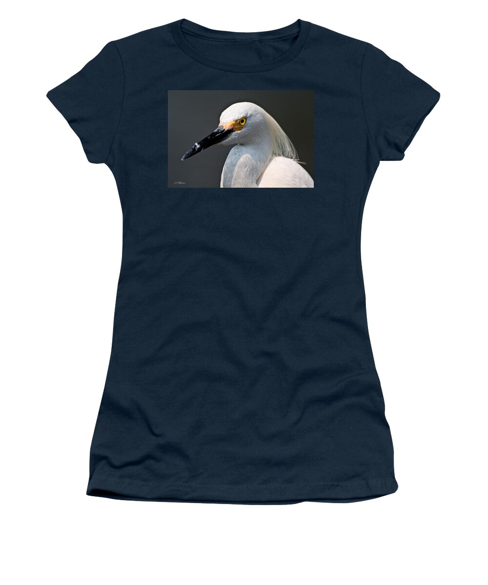 Snowy Egret Women's T-Shirt featuring the photograph Yellow Eye by Christopher Holmes