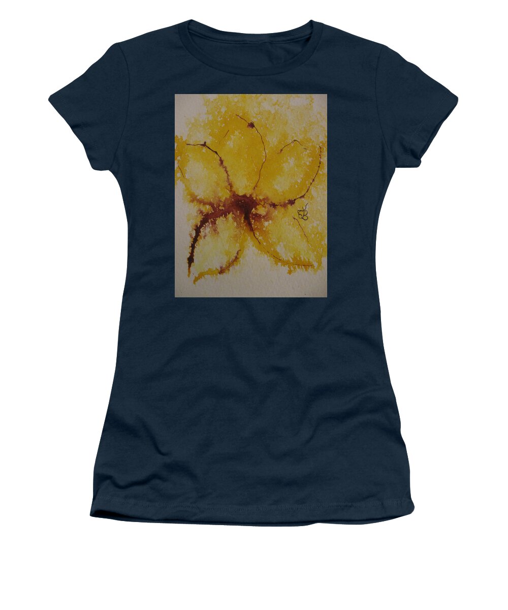 Yellow Women's T-Shirt featuring the drawing Yellow Flower by AJ Brown