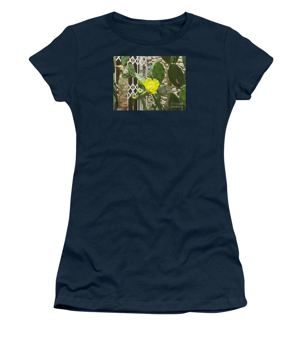 Gardens Women's T-Shirt featuring the photograph Yellow Flower Cactus by Donna L Munro