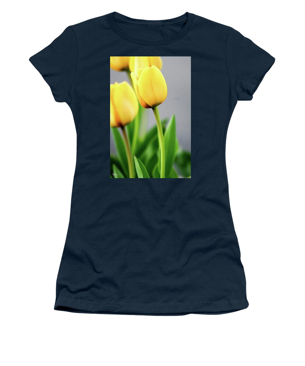 Floral Women's T-Shirt featuring the photograph Yellow Tulips by Mary Anne Delgado