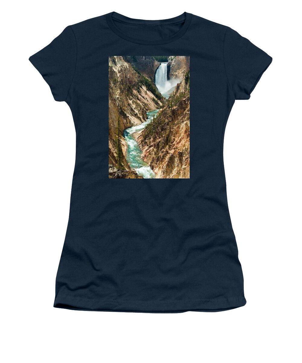 Yellowstone Women's T-Shirt featuring the photograph Yellowstone Waterfalls by Sebastian Musial