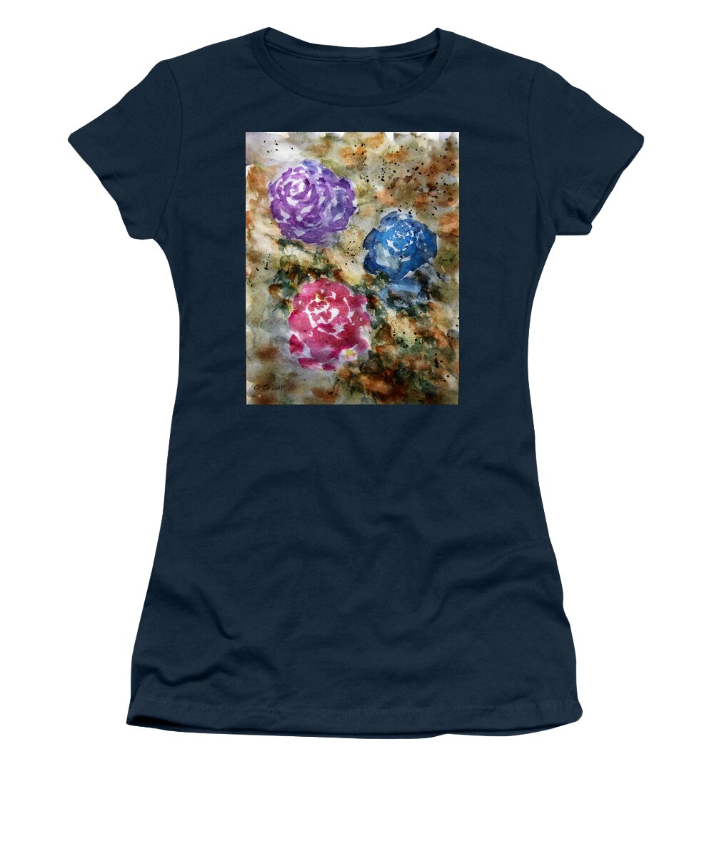 Rose Women's T-Shirt featuring the painting Yesteryear Roses by Carol Crisafi