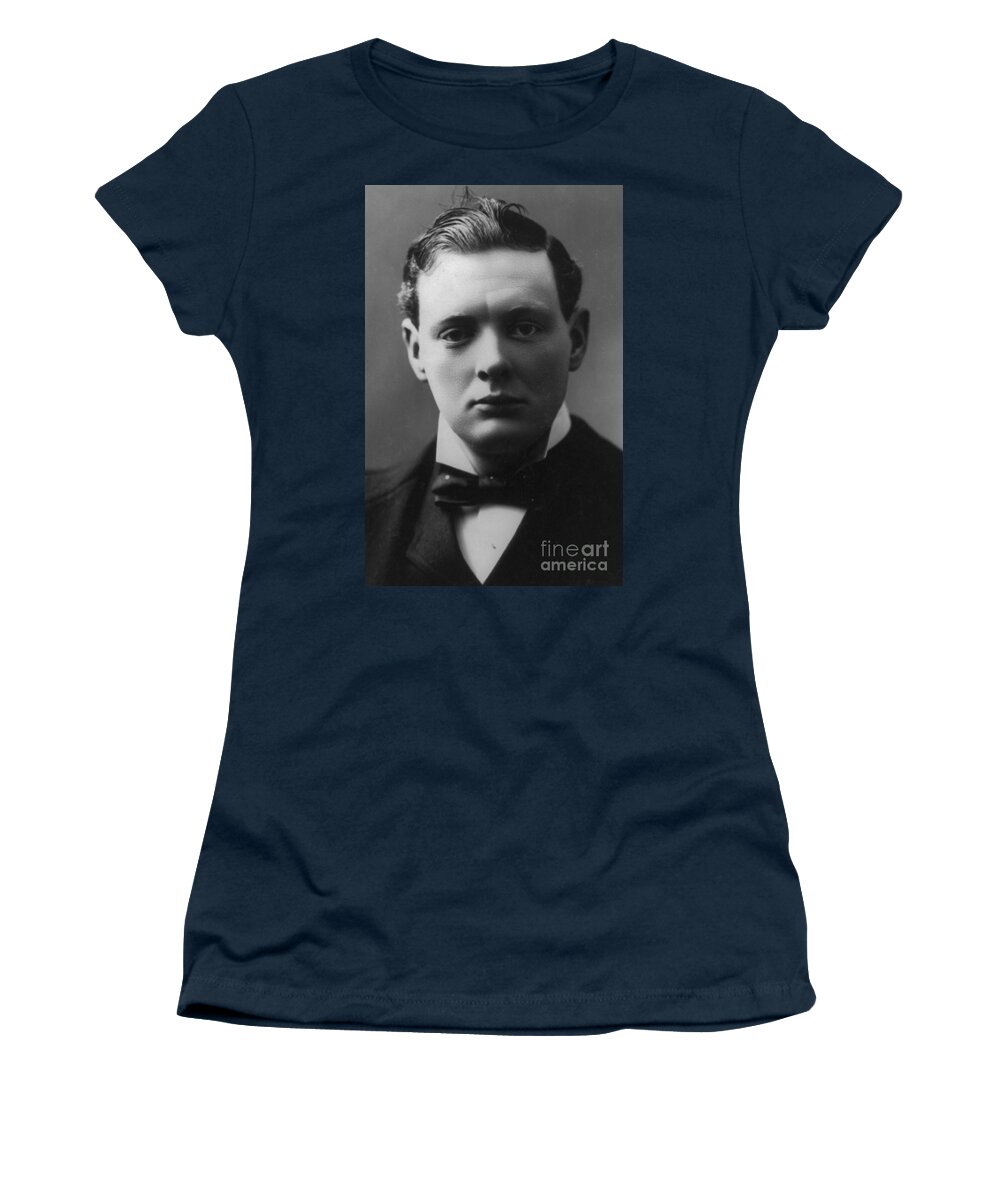 Winston Churchill Women's T-Shirt featuring the photograph Young Winston Churchill by English School