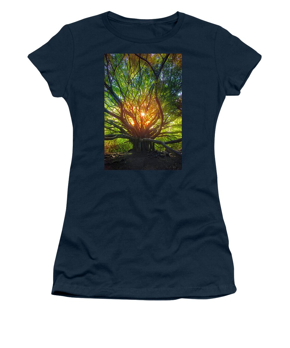 Maui Hawaii Banyan Tree Hana Women's T-Shirt featuring the photograph zen by James Roemmling