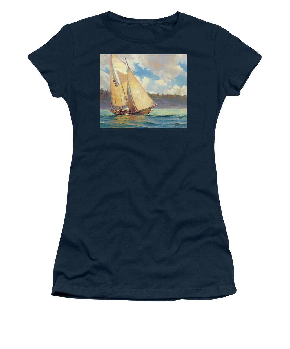 Sailboat Women's T-Shirt featuring the painting Zephyr by Steve Henderson