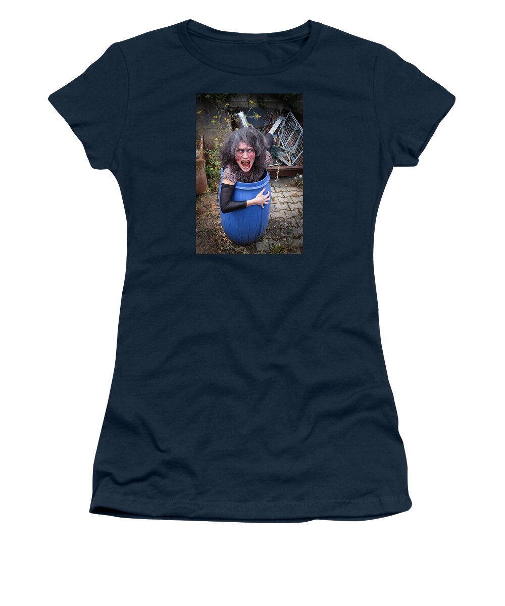 Zombie Women's T-Shirt featuring the photograph Zombie in barrel by Matthias Hauser
