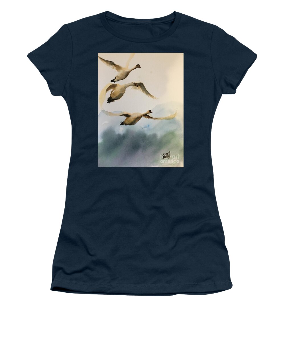 Let’s Fly Women's T-Shirt featuring the painting 1082019 by Han in Huang wong