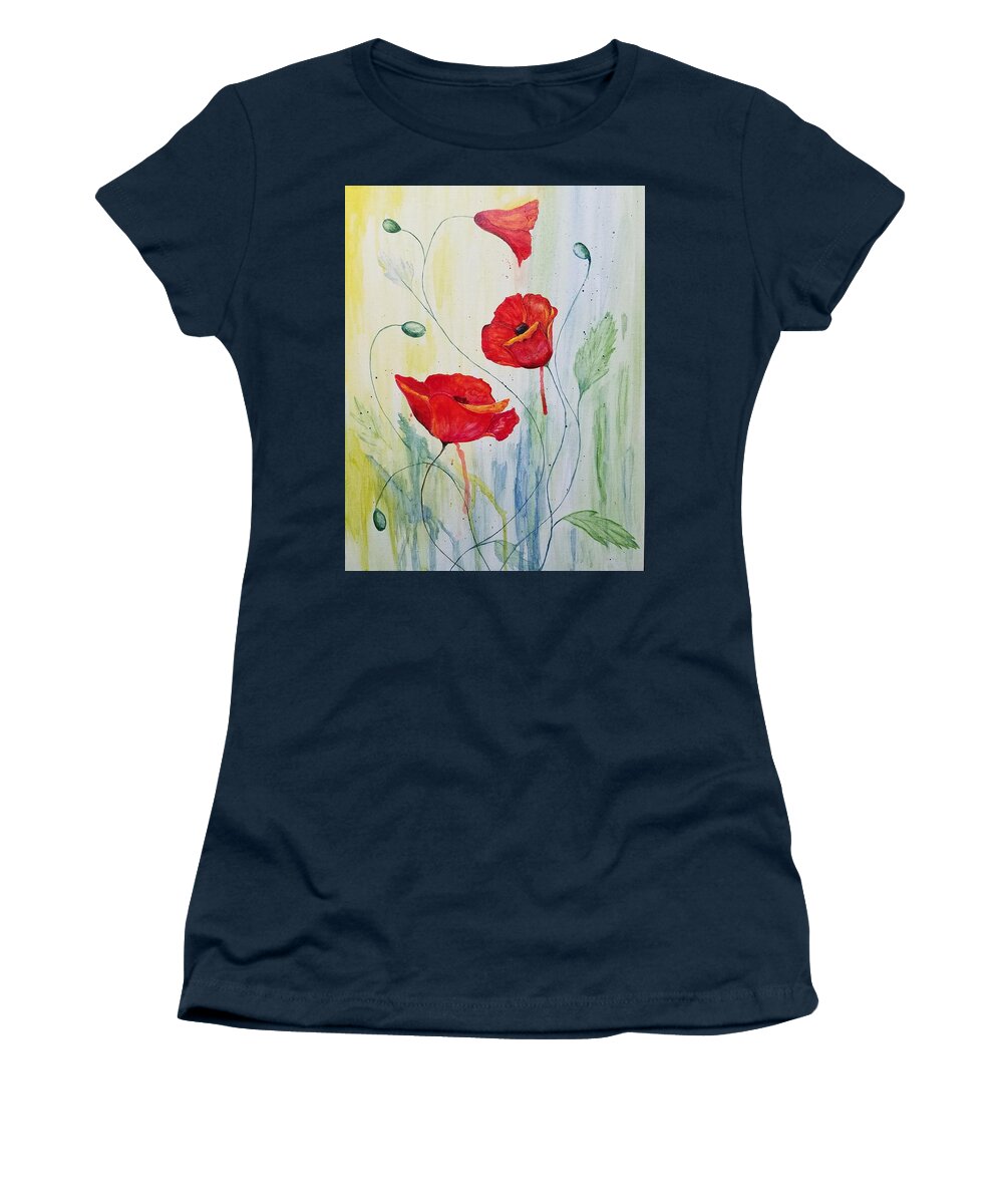 Poppy Women's T-Shirt featuring the painting Abstract Poppy #2 by Jimmy Chuck Smith