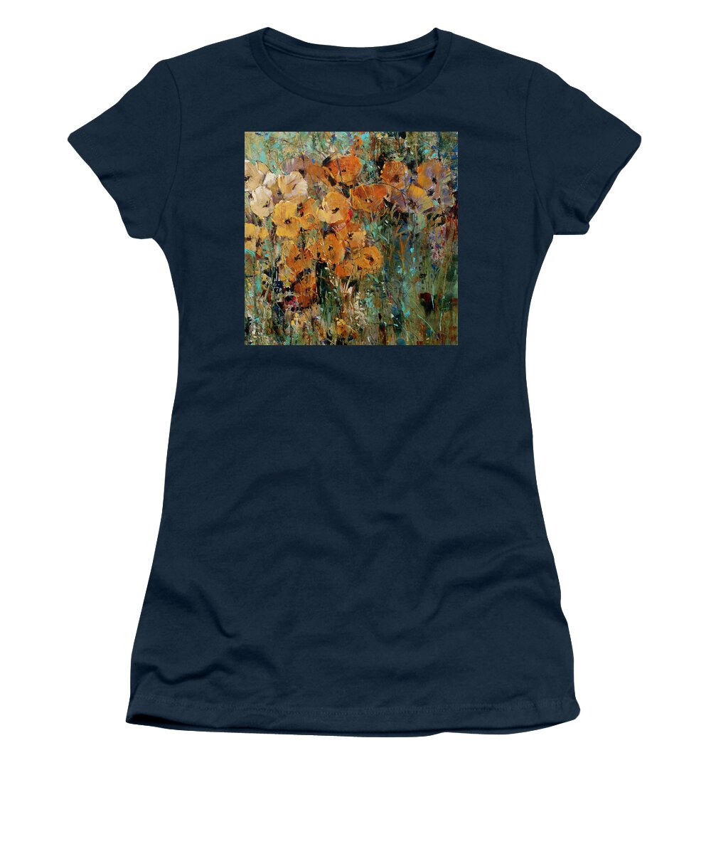 Modern Women's T-Shirt featuring the painting Amber Poppy Field II #1 by Tim Otoole