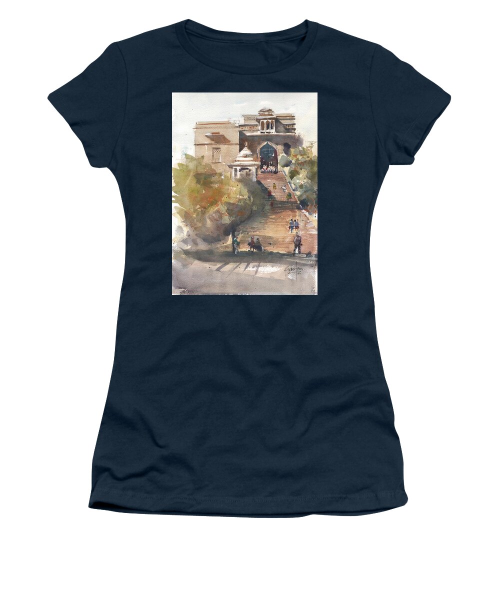  Women's T-Shirt featuring the painting Cambodian Temple #1 by Gaston McKenzie