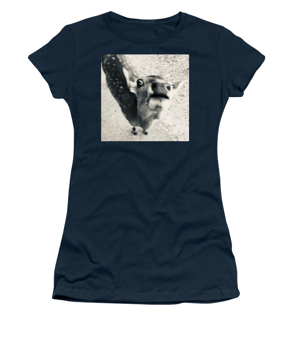 Deer Women's T-Shirt featuring the photograph Funny deer #4 by Batabatabat Batayan