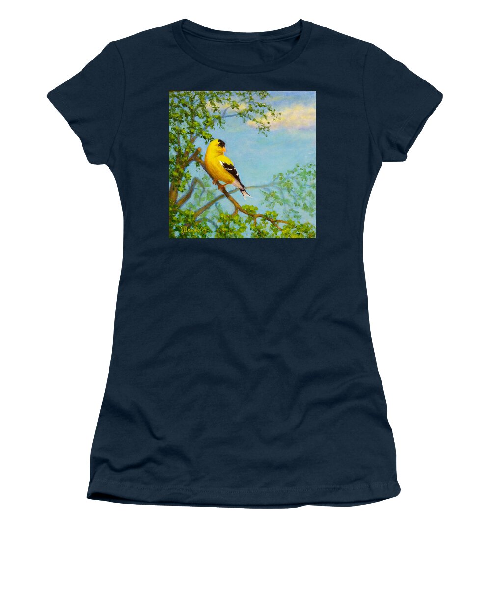 Goldfinch Women's T-Shirt featuring the painting Goldfinch #1 by Joe Bergholm