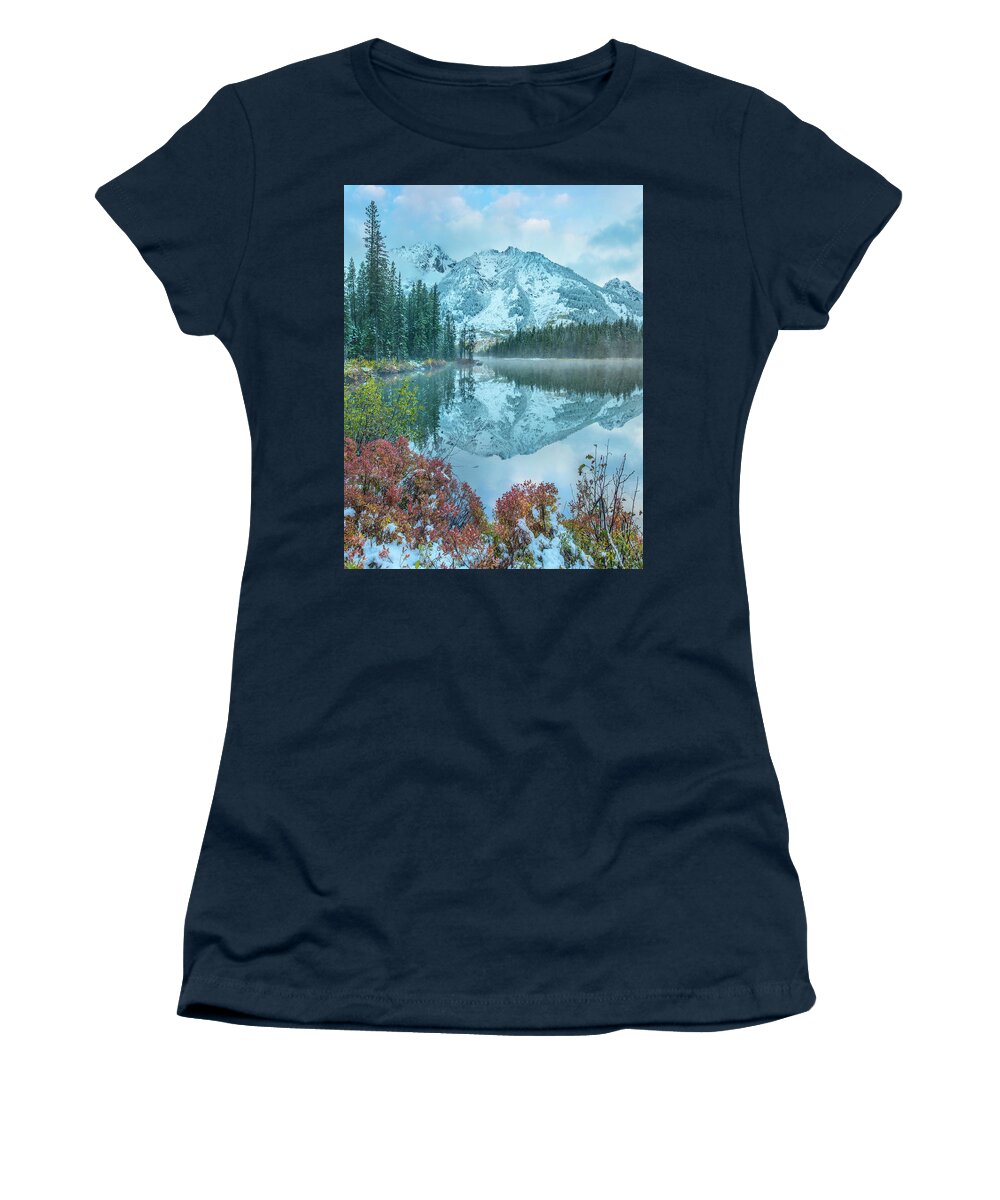 00575334 Women's T-Shirt featuring the photograph Grand Tetons From String Lake #1 by Tim Fitzharris