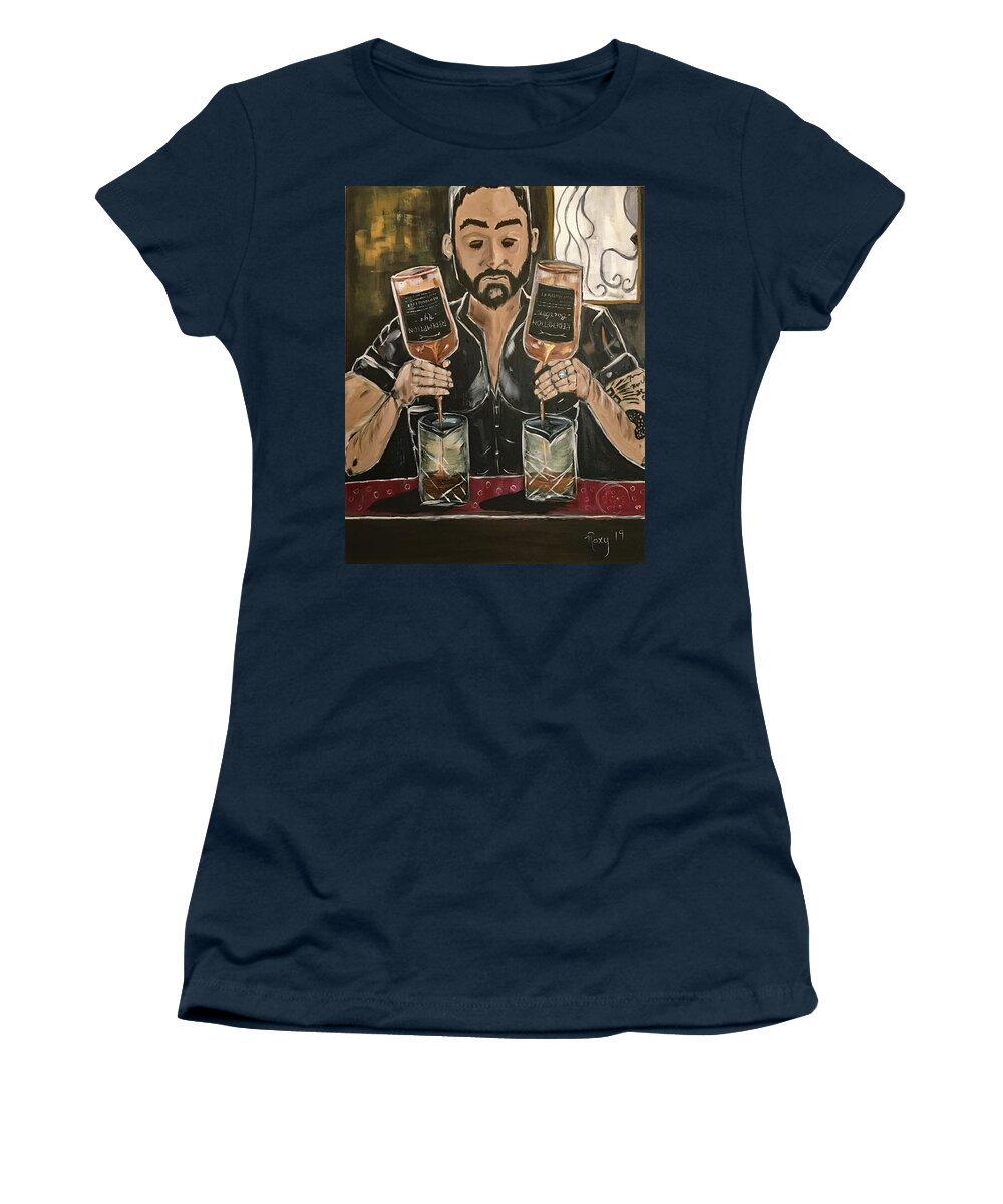 Bartender Women's T-Shirt featuring the painting He's Crafty featuring Mark by Roxy Rich