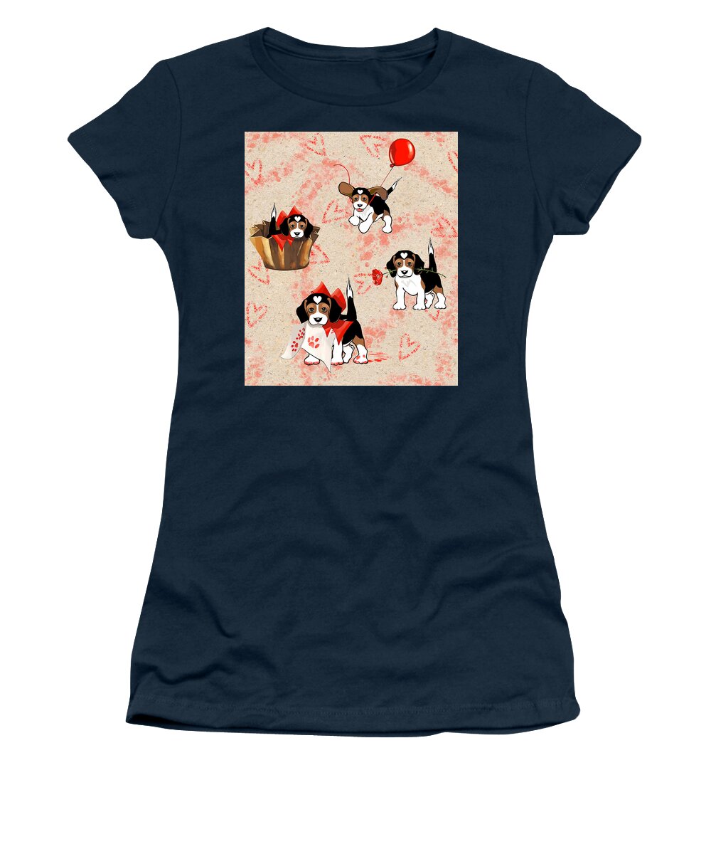 Beagle Puppy Women's T-Shirt featuring the digital art I Love You by L Diane Johnson