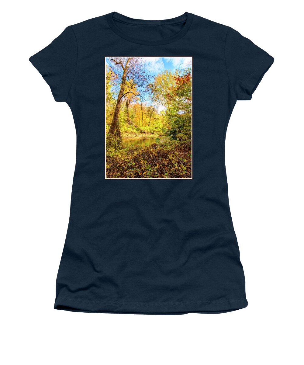 Color Women's T-Shirt featuring the photograph Pennsylvania Stream in Autumn #1 by A Macarthur Gurmankin