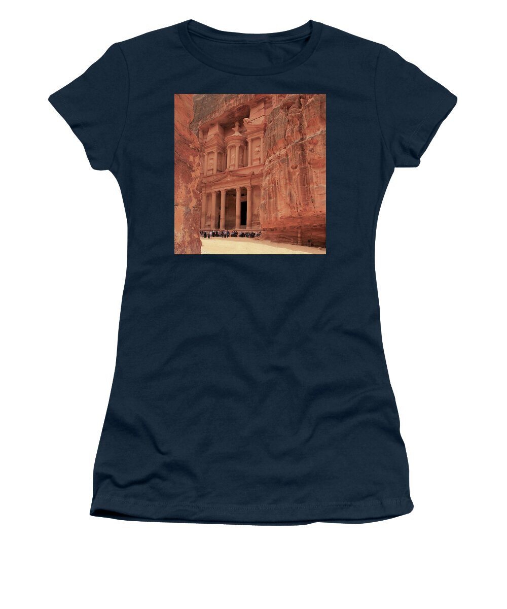 Petra Women's T-Shirt featuring the photograph Petra, Jordan - The Treasury #1 by Richard Krebs