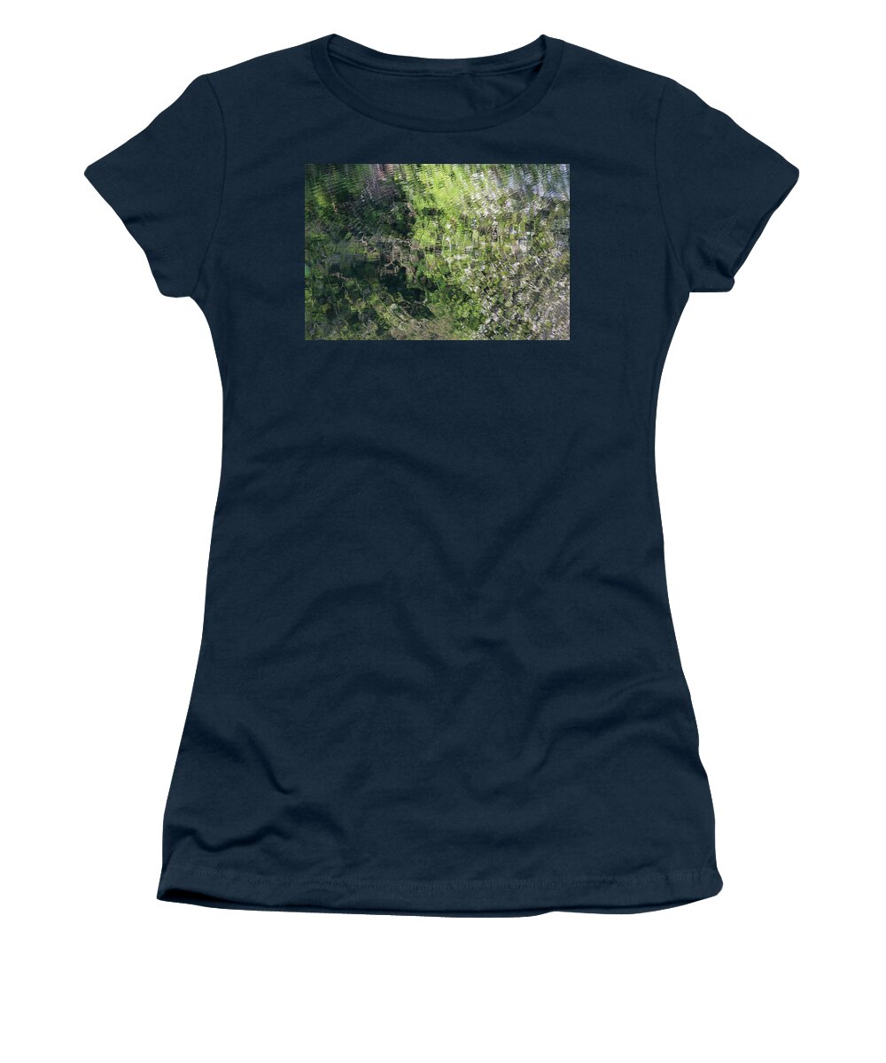 Ripples Women's T-Shirt featuring the photograph Ripples On The River With Blossom Reflections #1 by Anita Nicholson