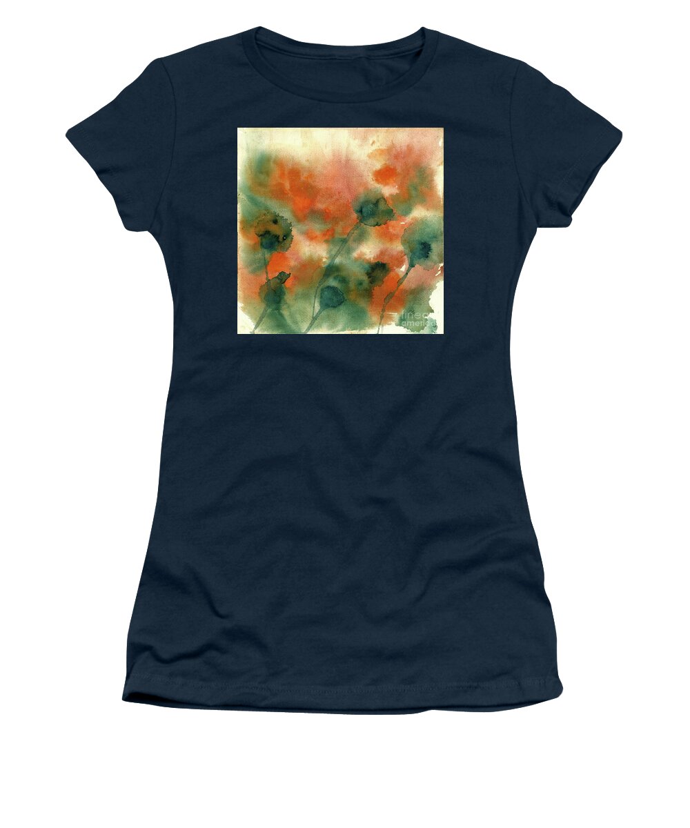 #creativemother Women's T-Shirt featuring the painting Splatter Blooms #2 by Francelle Theriot